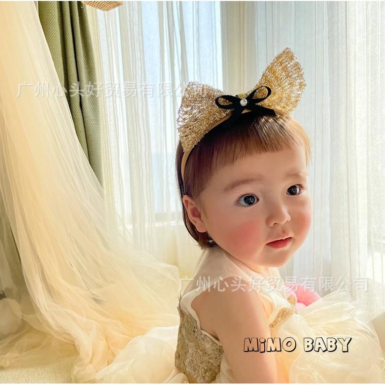 Bờm, kẹp tóc nơ vàng lấp lánh Mimo Baby cho bé gái BD08