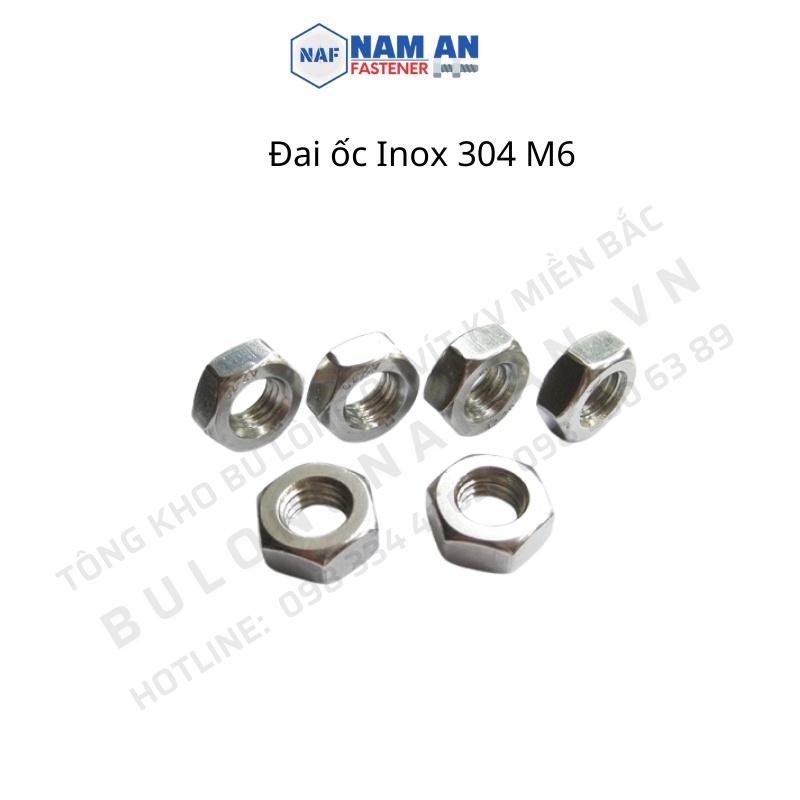 50 con Đai ốc Inox 304 M6, M8, M10, M12, đai ốc lục giác Inox, ê cu Inox 304