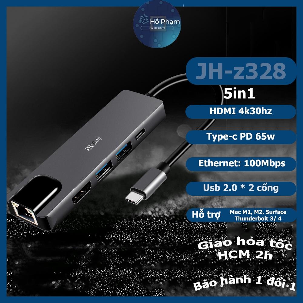 Hub Usb Type-c to HDMi, Ethernet, USB và PD 60w cho Táo,  XPS, Asus, Surface - Jinghua Z328 - Hồ Phạm