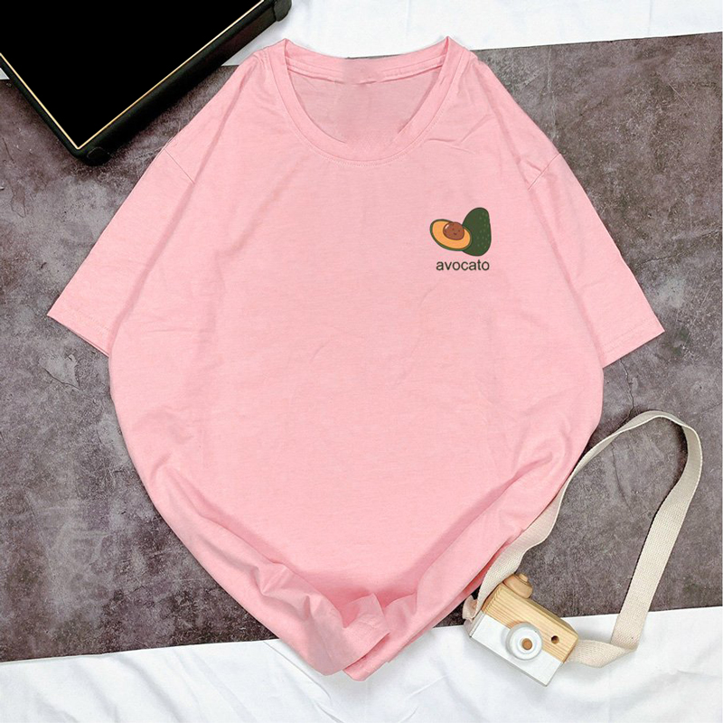 Áo Thun Nữ Tay Lỡ Màu Hồng In Logo avocato