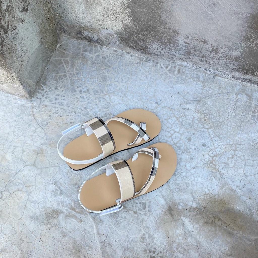 dép quai hậu nữ ( đế kem sữa quai sọc ca rô vàng ) sandal đồng nai size từ 35 nữ đến 42 nữ có đủ size ib chọn thêm