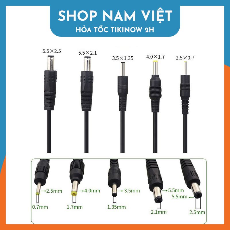 Dây Cáp Chuyển USB 5V to DC Jack 5.5 / 4.0 / 3.5 / 2.5mm Cho Quạt Sạc, Đèn Sạc, Đèn LED - Hàng Chính Hãng NAVIVU