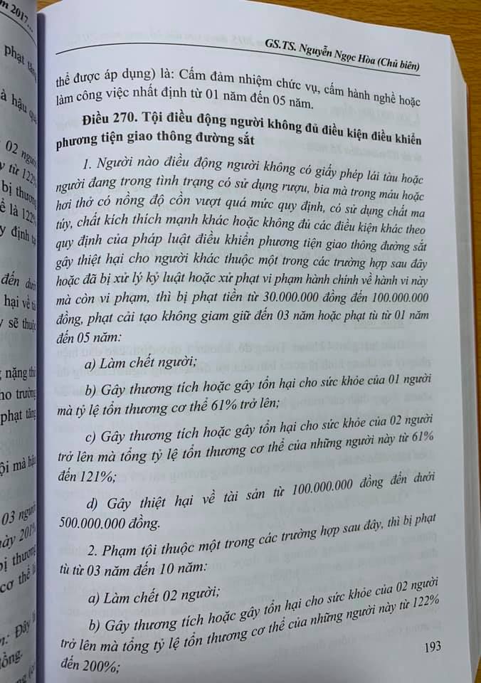 Bình luận khoa học Bộ luật hình sự 2015 sửa đổi 2017, phần các tội phạm, quyển 2