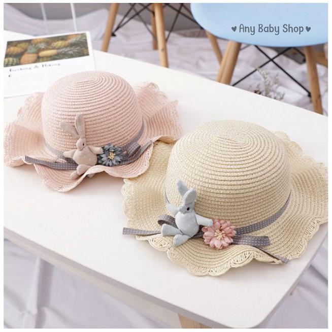Combo nón và túi xách đi chơi biển cho bé hình thỏ Bunny 4 màu cực xinh