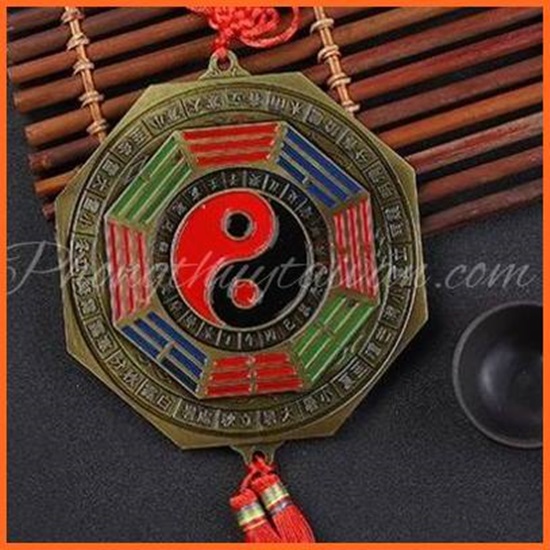 Gương Bát quái Thập Nhị Địa Chi  tặng kèm bột ngũ vị, văn khấn - thờ cúng