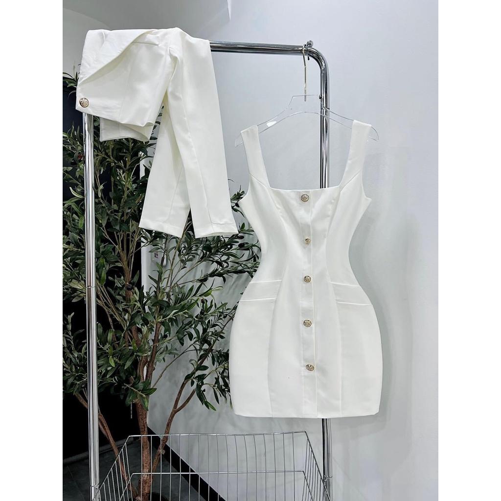 SET BỘ 2 MÓN ĐẦM DÂY ÔM BODY BẢN TO KÈM ÁO VEST CỰC SANG LUN MẤY NÀNG ƠI