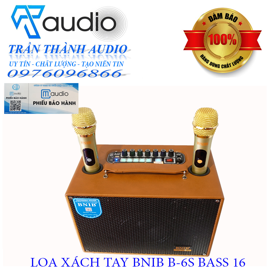 Loa xách tay Model BNIB-B6S bass 16 hàng chính hãng CMAUDIO nhập khẩu 2023 tặng bộ sạc pin và 4 pin tiểu 1200mah