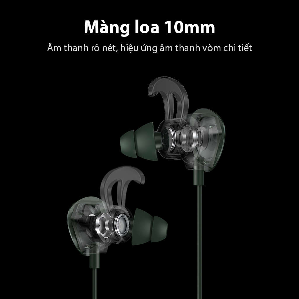 Tai Nghe Có Dây Nhét Tai Acome AE100 Kiểu Dáng Gaming, Microphone Kép, Âm Thanh Sắc Nét - Hàng chính hãng