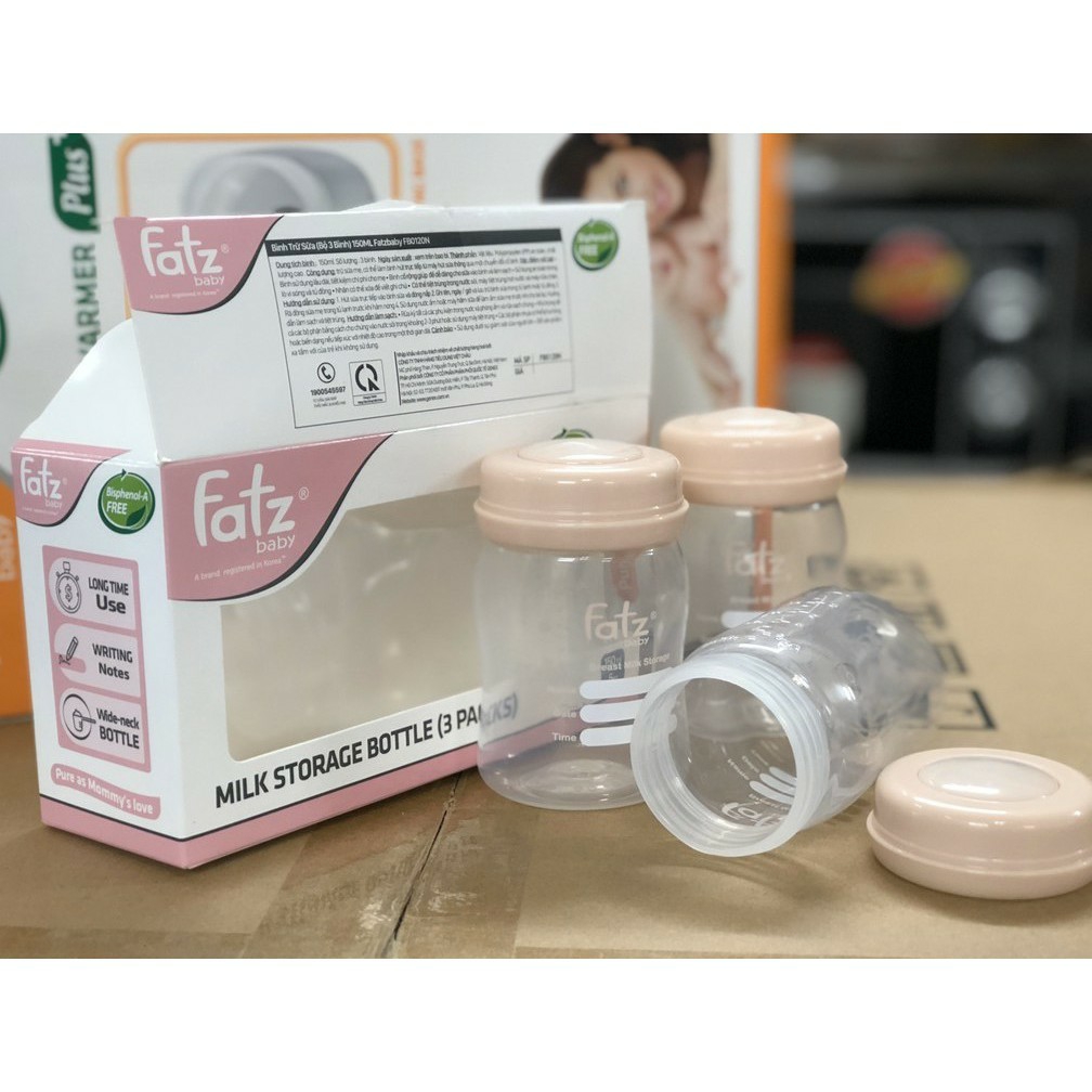 Bộ 3 Bình Đựng Trữ Sữa Fatz Baby Hàn Quốc FB0120N - Dung Tích 150ml- Chất Liệu Nhựa Không BPA An Toàn Cho Bé