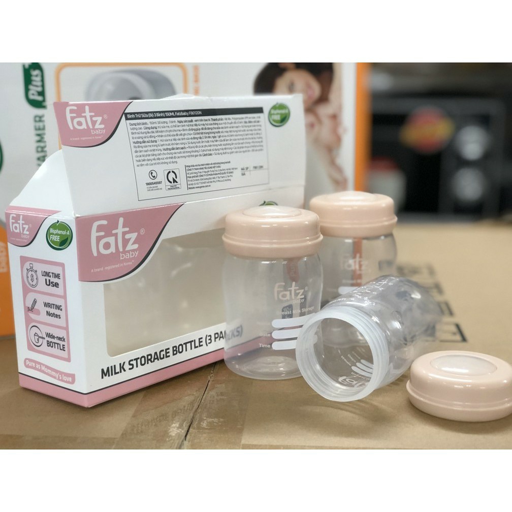 Bộ 3 Bình Đựng Trữ Sữa Fatz Baby Hàn Quốc (Xanh- Hồng) FB0120N - Dung Tích 150ml- Chất Liệu Nhựa Không BPA An Toàn Cho Bé 