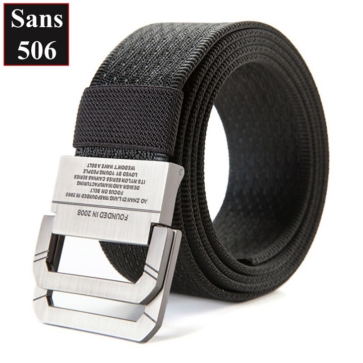 Dây lưng nam nữ unisex Sans506 nịt vải dù bố canvas siêu bền chắc bảo hộ lao động du lịch thể thao bộ đội thợ mỏ - Màu đen