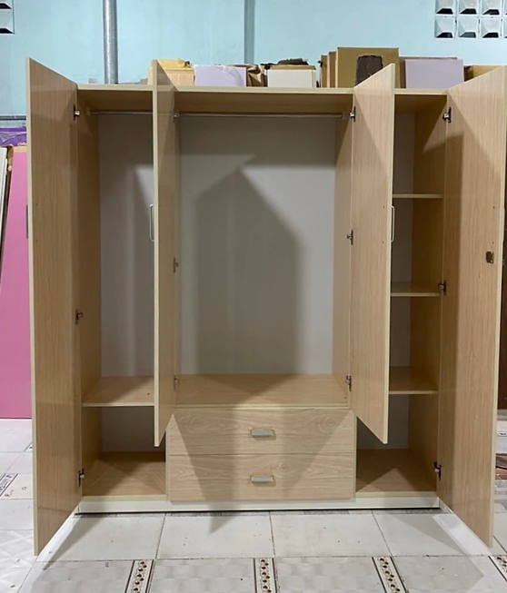 Tủ quần áo nhựa 4 cánh treo kèm ngăn xếp ĐV Tundo 164 x 185 x 47 cm nhiều màu lựa chọn