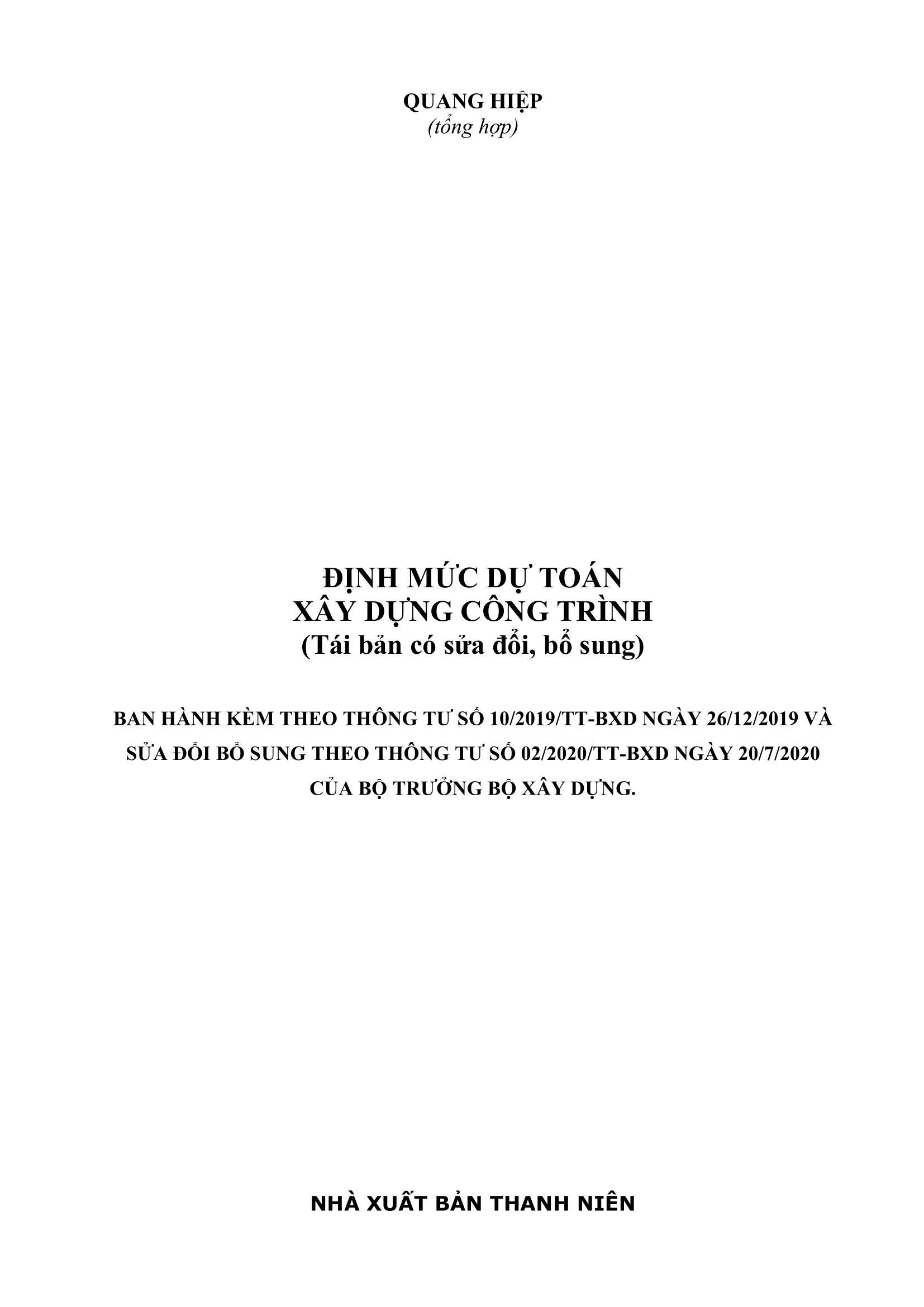 Định mức dự toán xây dựng công trình ,