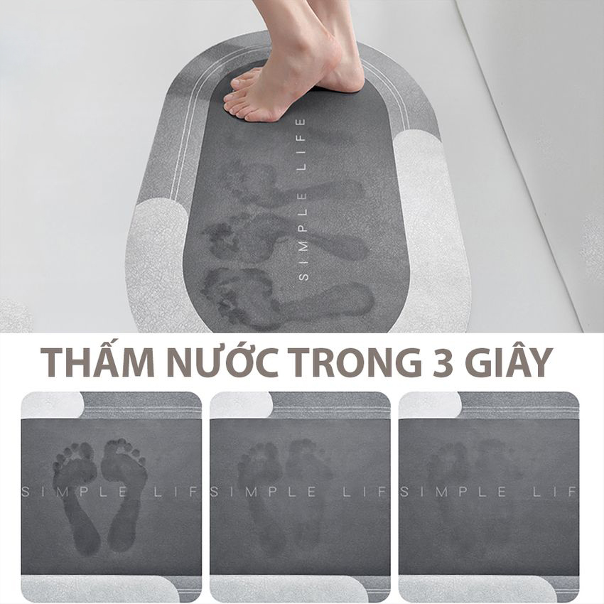 Combo 2 Thảm chùi chân siêu thấm hút nước 3 giây chống trơn trượt kích thước 60x40cm cho phòng tắm, phòng bếp, dễ dàng vệ sinh, nhanh khô vệ sinh nhà cửa an toàn với da.