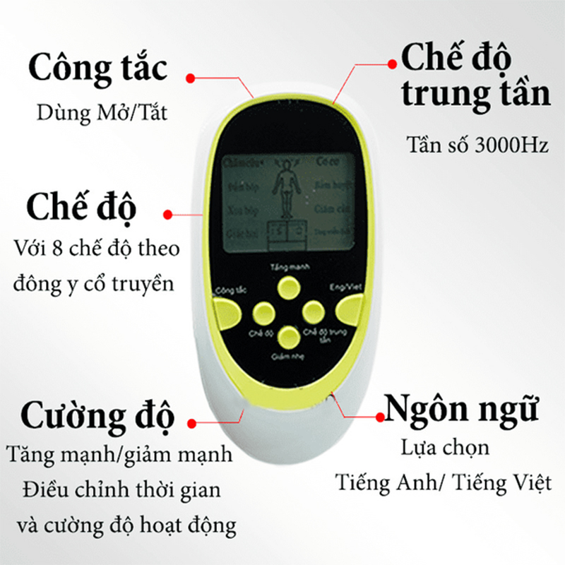 Máy massage xung điện trị liệu đa chức năng 8 miếng dán Aukewel HÀNG CHÍNH HÃNG - MAX STAR