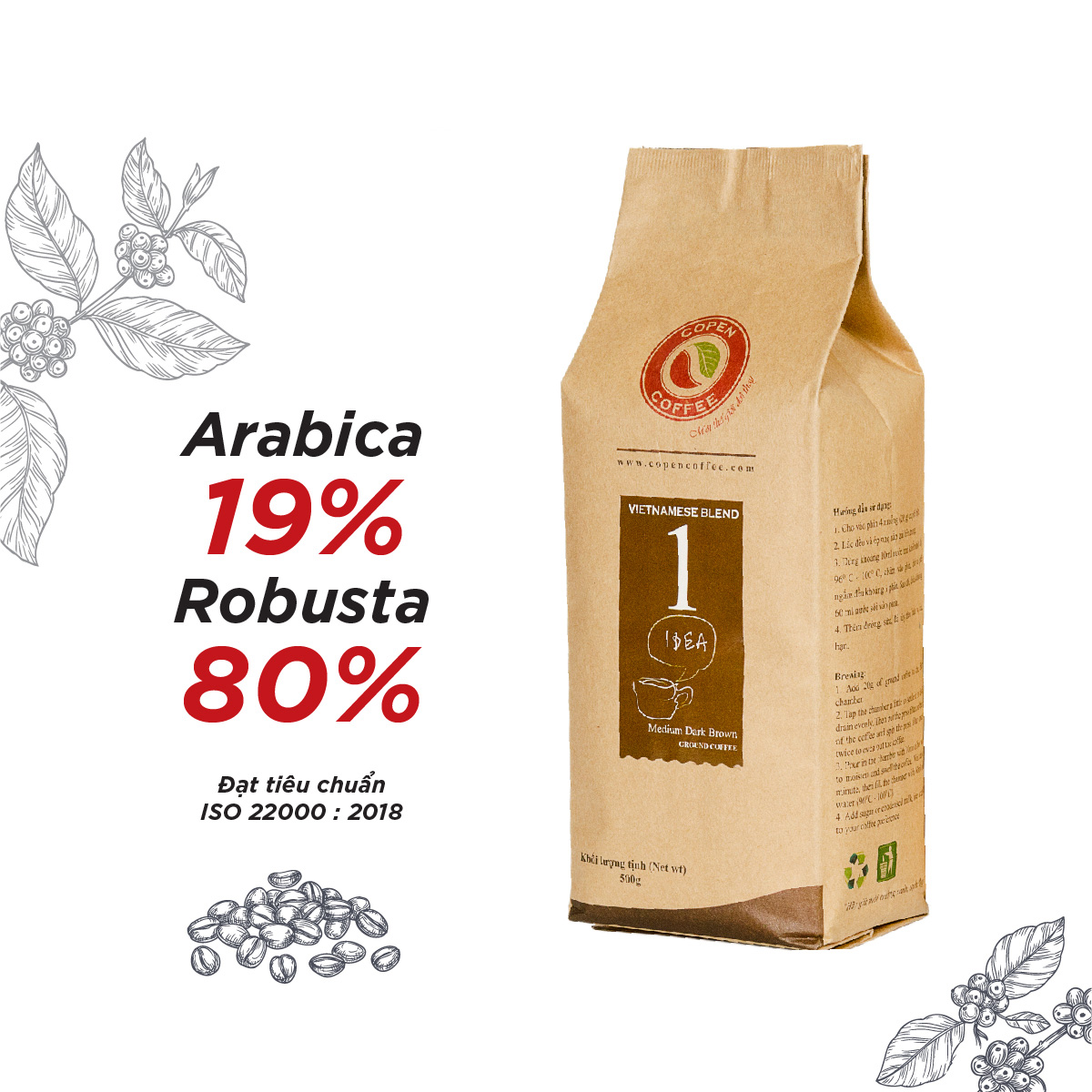 Cà phê rang xay Copen coffee Vietnamese Blend 500g