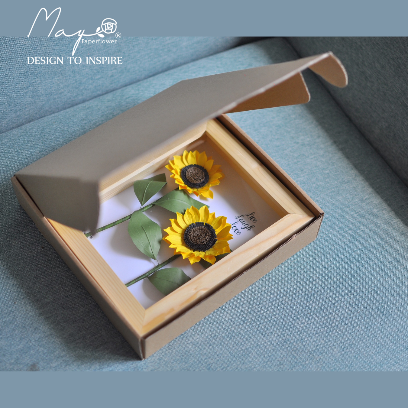 Tranh hoa giấy handmade trang trí cao cấp HOA HƯỚNG DƯƠNG 20x25 cm - Maypaperflower Hoa giấy nghệ thuật