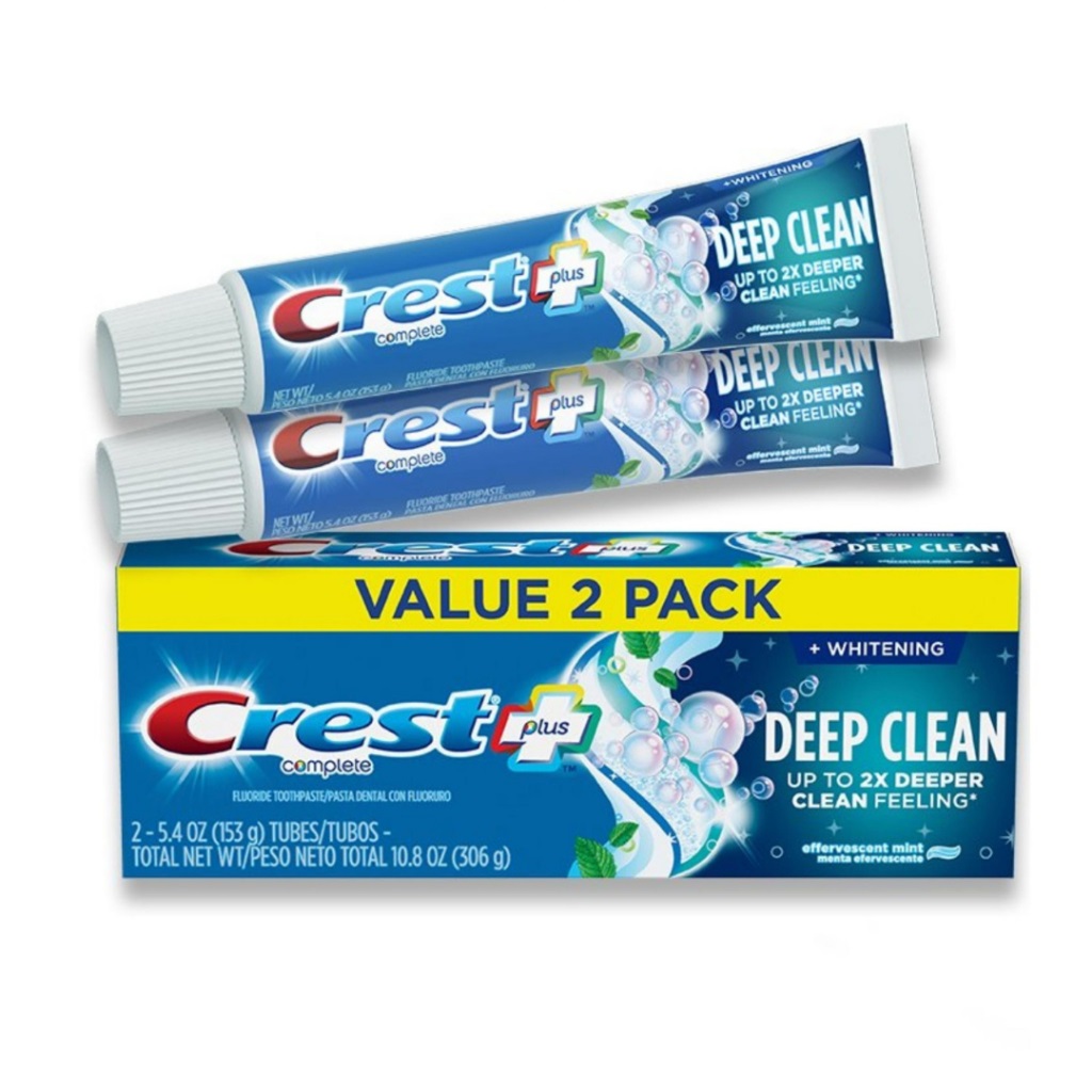 set 2 tuýp Kem Đánh Răng Crest+ Complete Deep Clean 153gx2