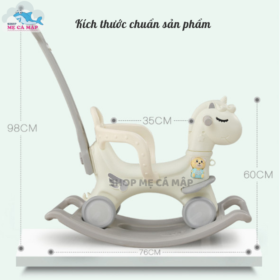 Ngựa bập bênh cho bé Pakey Đa Năng 6 in 1 phù hợp cho bé từ 1-6 tuổi, Bé có thể điều chỉnh được hướng