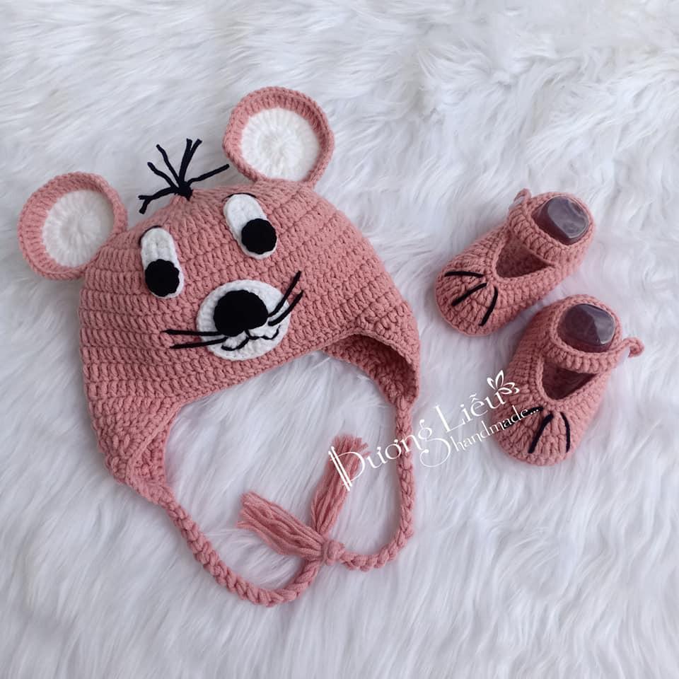 Set nón giày cho bé hình chuột