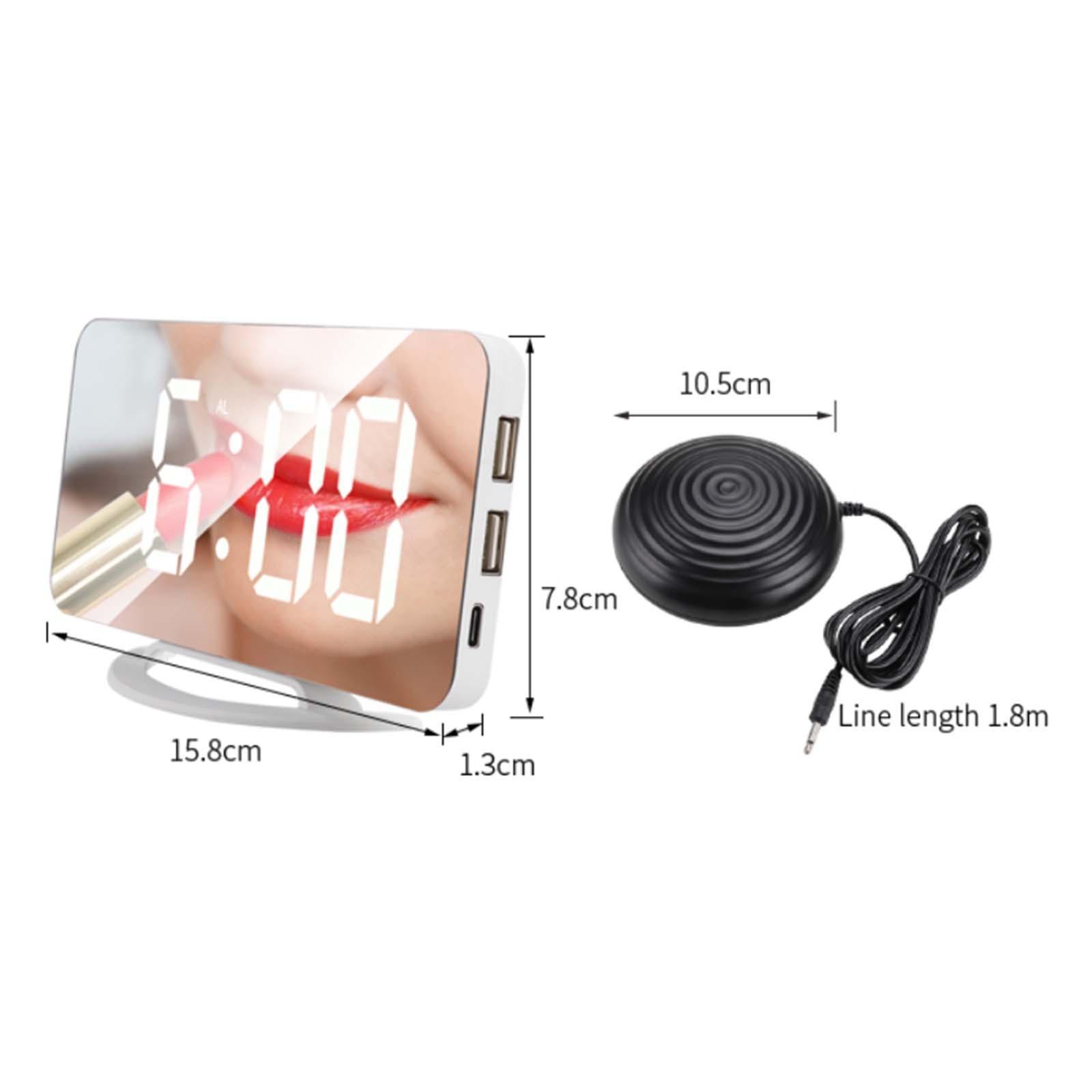 12/24H Loud Alarm Clock Vibrating USB Powered Night Mode Bedroom Seniors