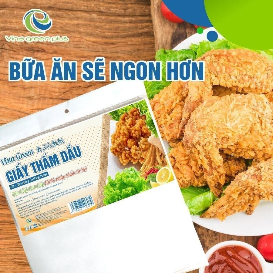Giấy Thấm Dầu Vinagreen Trắng - Dày 25x25cm 100 Tờ