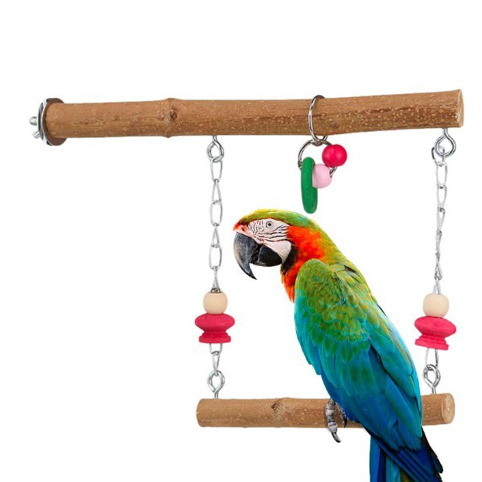 Bird Parrot Swing Chewing Toys Wooden Bird Toys for Finch Cockatiel Parakeet