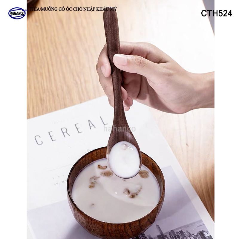 Thìa/Muỗng ăn súp gỗ Óc Chó CTH524 - Phụ kiện thìa gỗ vừa sử dụng chụp ảnh hoặc decor trang trí cho nhà hàng, món ăn
