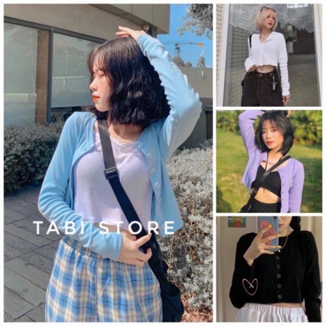 Áo Croptop yan 7 cúc dài tay phong cách ulzzang hàn quốc cực xinh