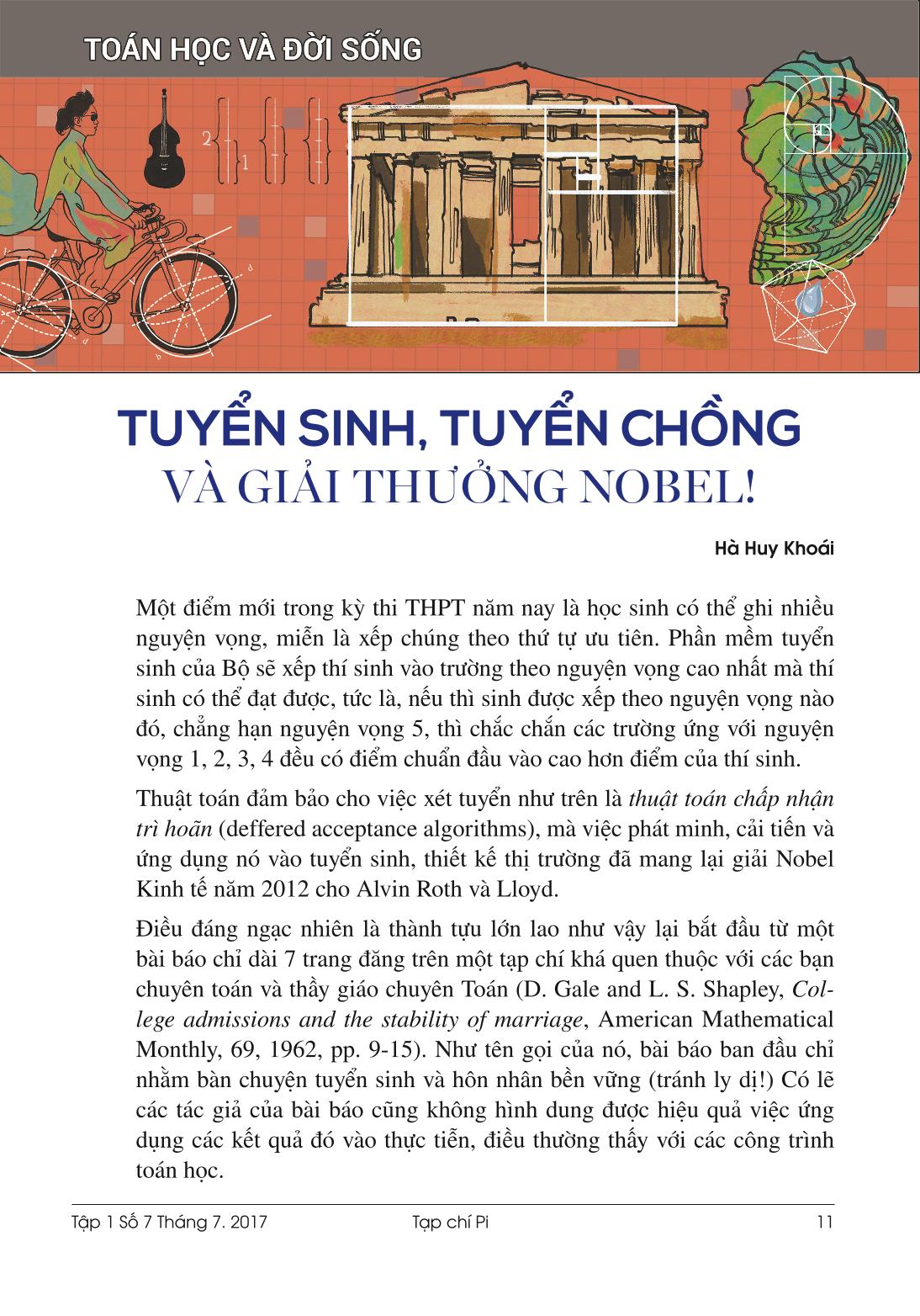Tạp chí Pi- Hội Toán học Việt Nam số 7/tháng 7 năm 2017