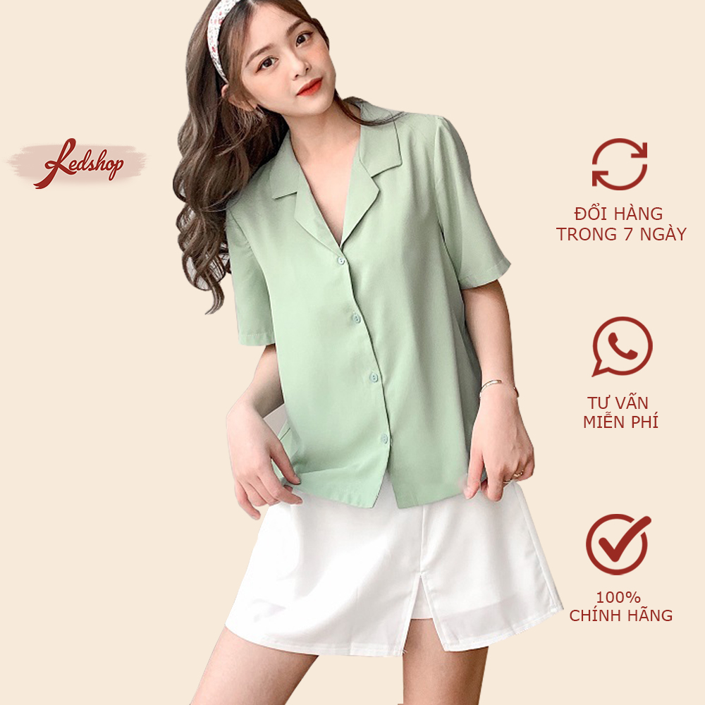 Áo sơ mi nữ basic tay lỡ cổ vest phong cách Hàn Quốc Red Shop 28724