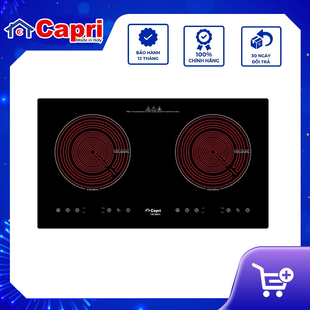 Bếp Hồng Ngoại Đôi Capri CR-800H - Hàng Chính Hãng, Sản Xuất Theo Công Nghệ Tiên Tiến Châu Âu, Tiết Kiệm Điện Và Thời Gian Nấu Tối Ưu