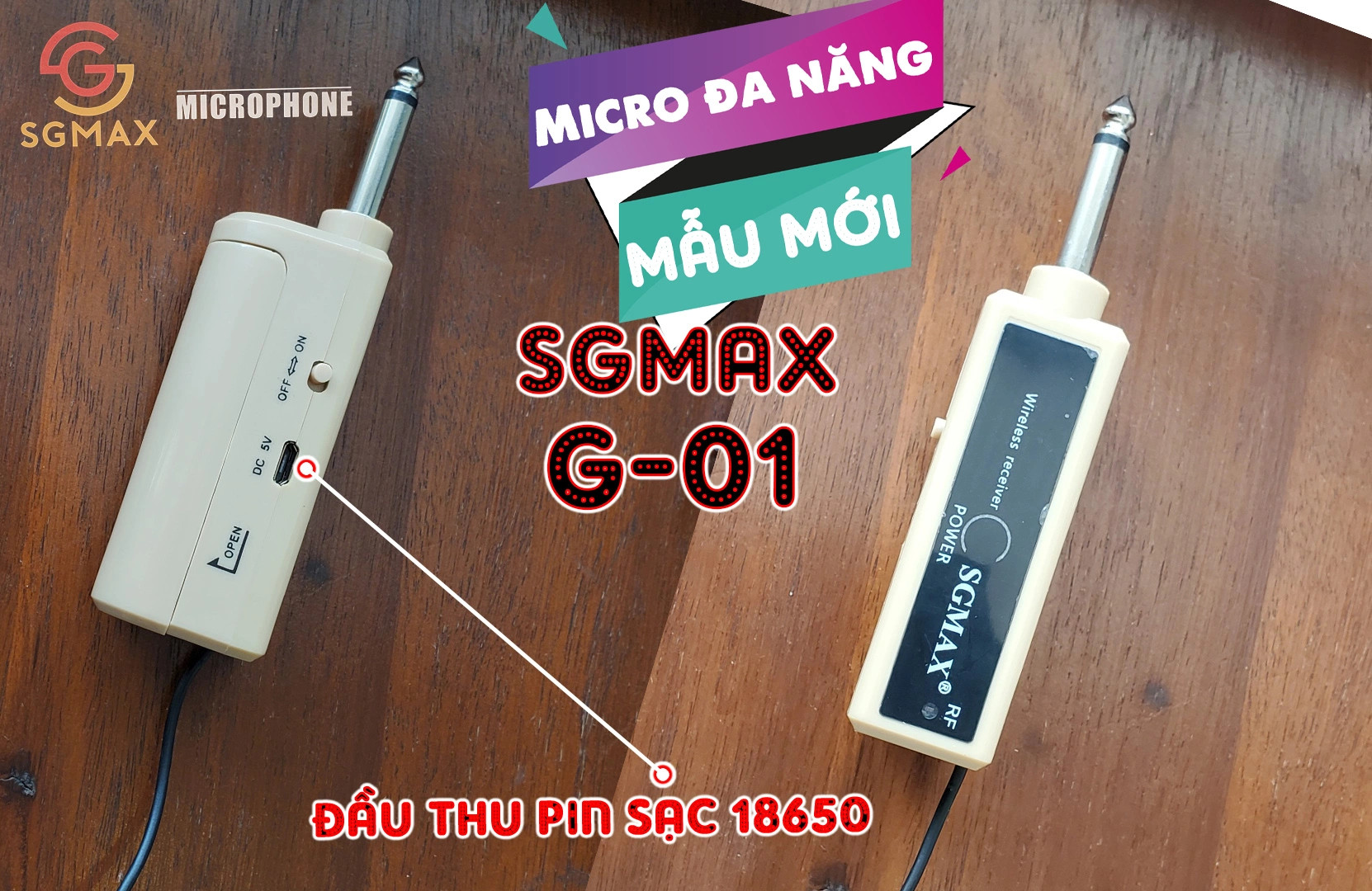 [XÃ KHO] Micro Không Dây SGMAX G01,Mẫu Mới,Chuyên Dùng Cho karaoke Hát Nhẹ. Thiết kế chắc chắn, tỉ mỉ, chức năng hiện đại