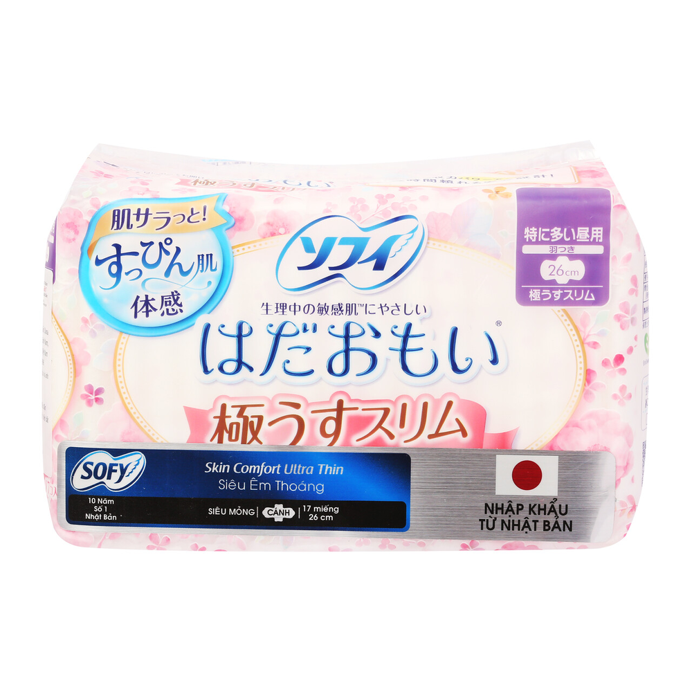 Băng Vệ Sinh Sofy Skin Comfort Ultra Thin Cánh 26cm 17 Miếng