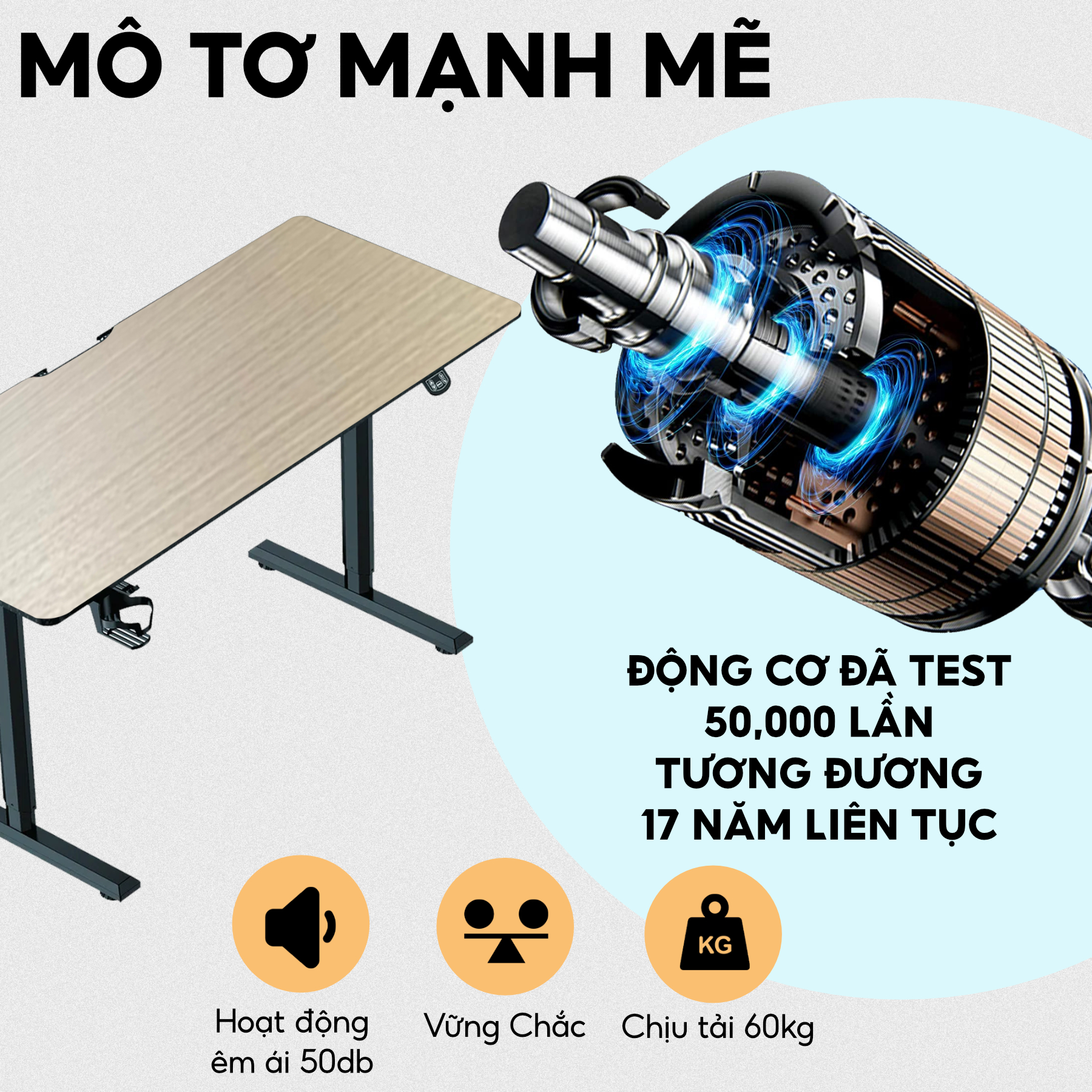 Bàn tăng giảm nâng hạ chiều cao thông minh iCockpit 1460, nâng hạ 80 kg, tặng móc treo tai nghe, giá để ly nước, thảm lót chuột