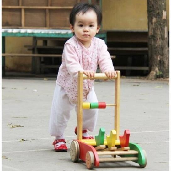 Xe tập đi cho bé, Xe gà, xe đẩy tập đi bằng gỗ giúp giữ thăng bằng, an toàn, dễ dàng sử dụng