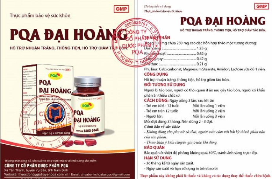 Đại Hoàng PQA Hỗ Trợ Nhuận Tràng, Thông Tiện, Giảm Táo Bón Dùng Cho Người Ít Ăn Rau Hộp 30 Viên