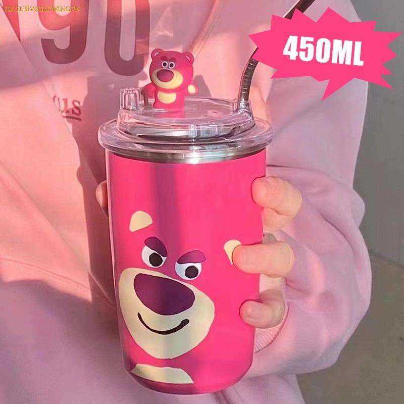 Ly Giữ Nhiệt Gấu Dâu Dễ Thương , Cốc Hoạt Hình Hồng Inox 304 Cao Cấp Không Gỉ Tặng Ống Hút Tiện Lợi - HÀNG CHÍNH HÃNG MINIIN