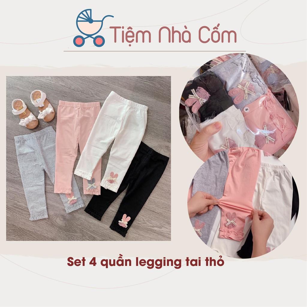 Set 4 quần legging tai thỏ đáng yêu cho bé gái