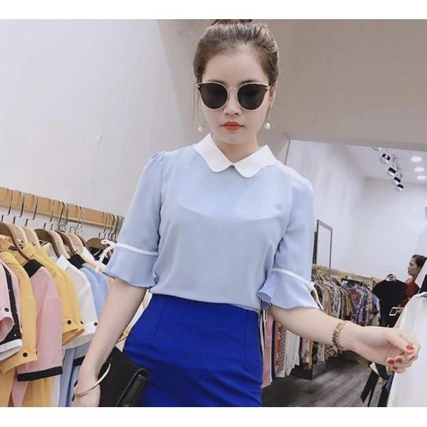 Aó sơ mi phong cách mới phối cổ đen