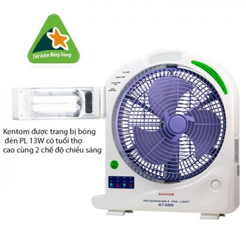 Quạt Sạc Kiêm Đèn Sạc Kentom KT9200- Hãng chính hãng