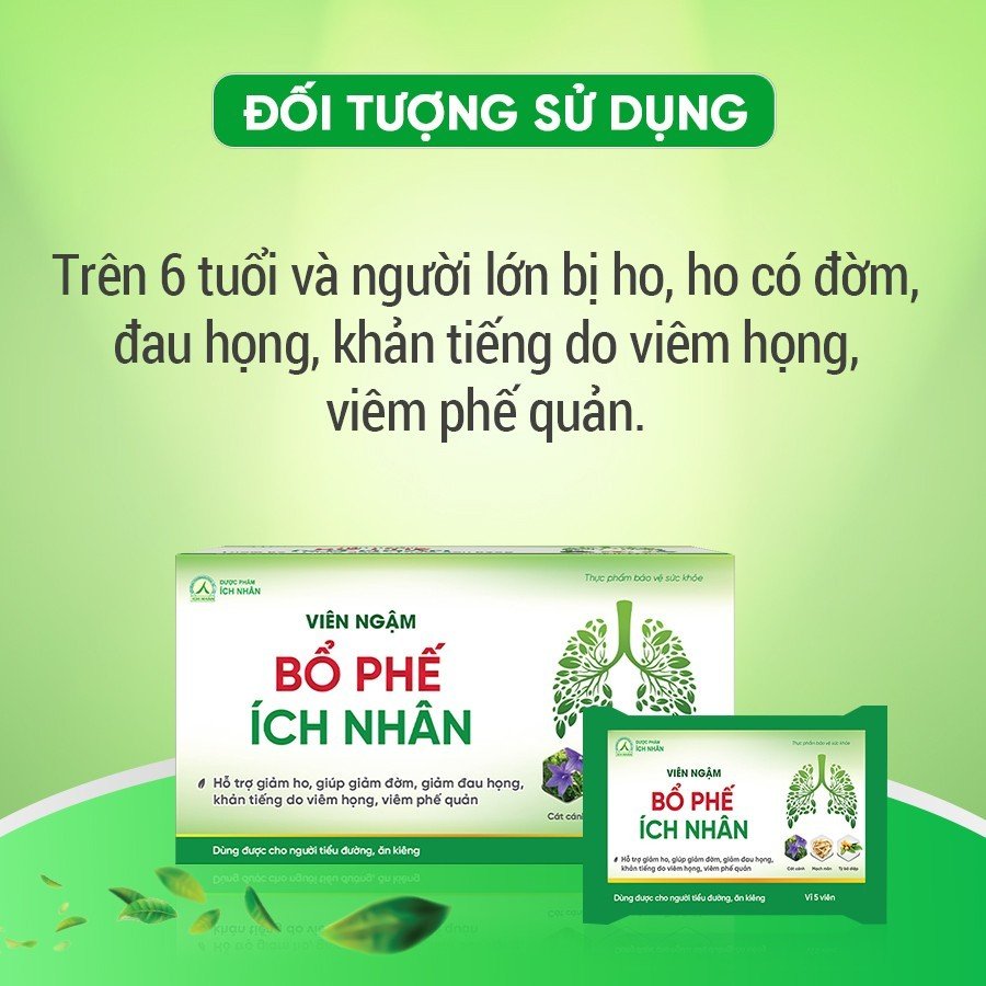 Viên Ngậm Bổ Phế Ích Nhân giảm ho, giảm đau họng, giảm khản tiếng được chiết xuất thảo dược (Hộp 100 viên)