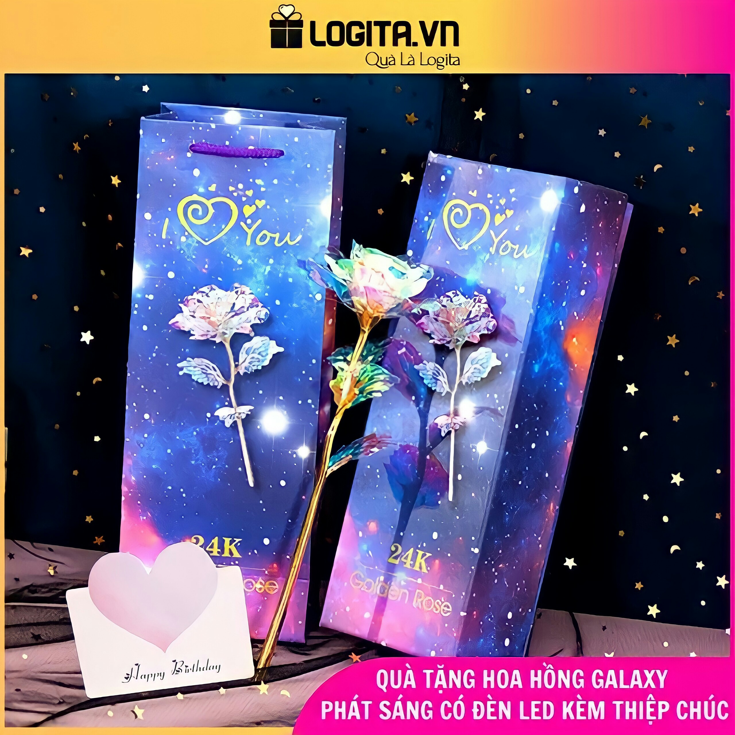 Quà Valentine, Quà 8/3 Ý Nghĩa Tặng Vợ, Tặng Mẹ, Tặng Bạn Gái, Tặng Người Yêu - Full Combo Hoa Galaxy, Thiệp, Gấu, Nước Hoa &amp; Son Môi