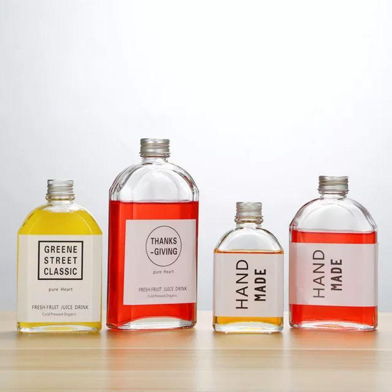 Chai dẹp vuông vai bầu 100ML 200ml 250ML 350ML nắp nhôm