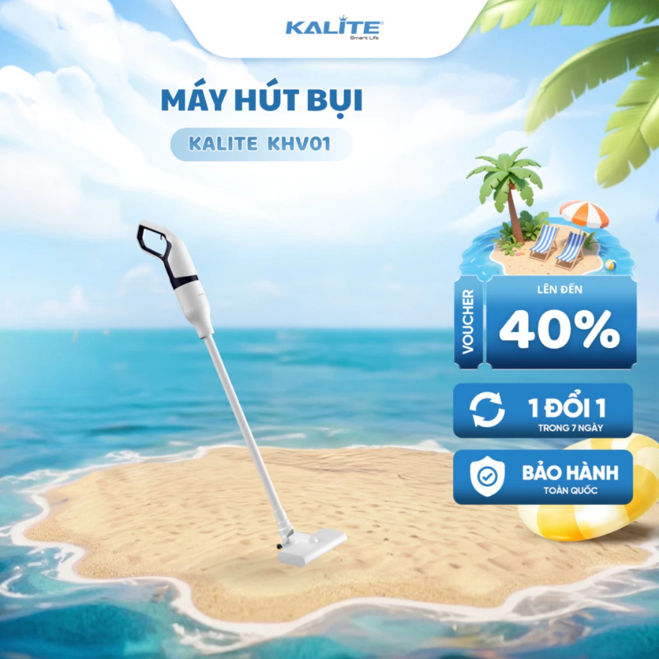 Máy Hút Bụi Cầm Tay Đa Năng Không Dây KALITE KHV01 Bộ Lọc Hepa Pin 2000mAh Dung Tích 0.7L - Hàng Chính Hãng