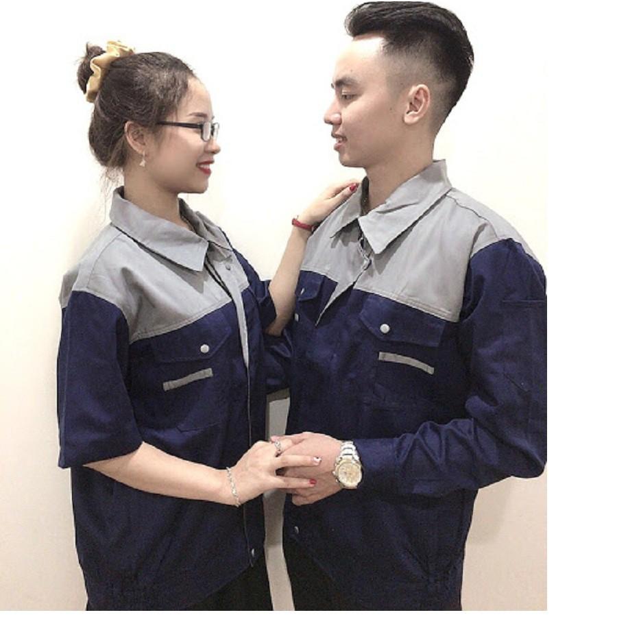 Quần áo ngắn tay kaki nam bảo hộ lao động khóa kéo form rộng SHUNI 011B