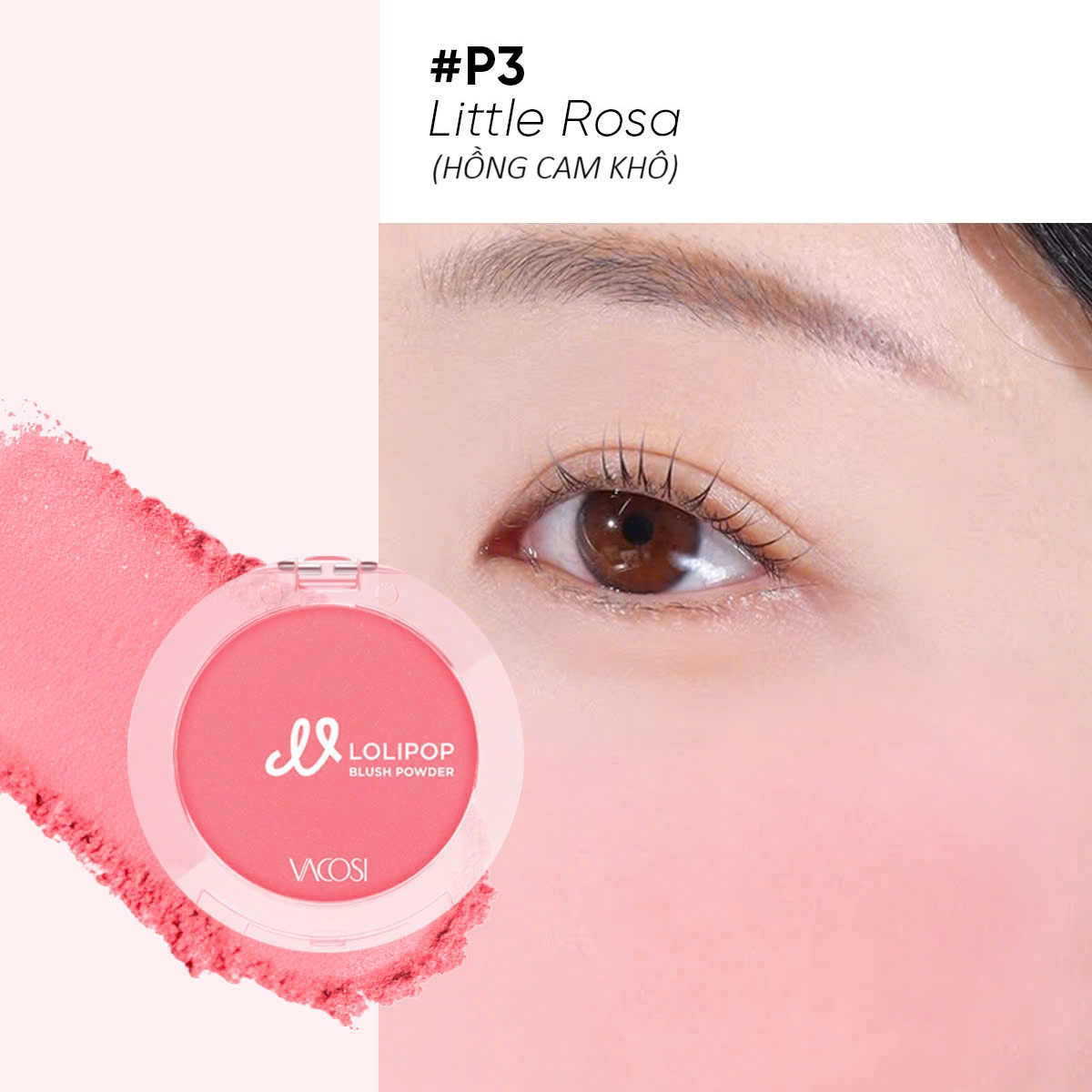 Phấn má hồng Lolipop VACOSI VP14 Phiên bản mới LOLIPOP ALL DAY BLUSH  trang điểm tự nhiên
