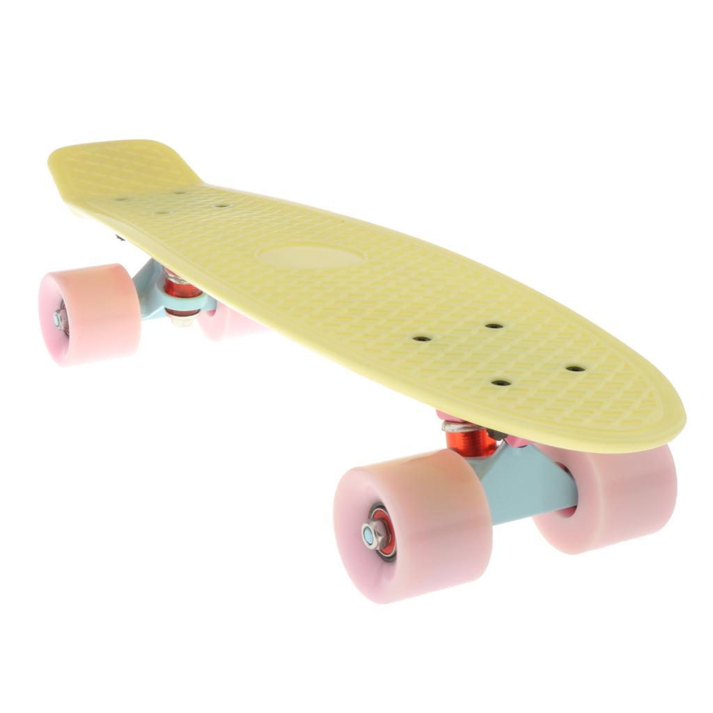 Complete Cruiser Skateboards Skate Board Mini 22 Inch Highly Flexible Plastic Longboard Decks for Beginners Kids Professional with PU Wheels