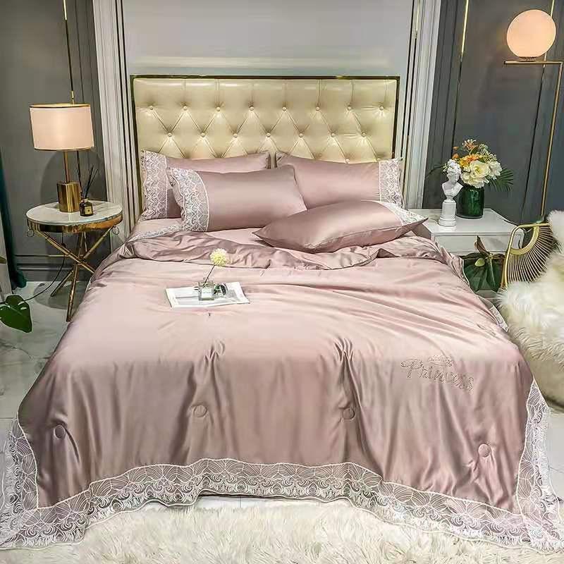 Trọn bộ chăn ga gối 4 món chất liệu lụa silk ren , đủ kích thước