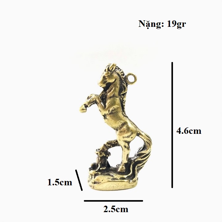 Móc Khóa Tượng Đồng Con Ngựa dùng để làm móc khóa, trưng trên bàn, làm quà tặng lưu niệm, kích thước 2.5 x 1.5 x 4.6, màu đồng - TMT Collection - SP005219